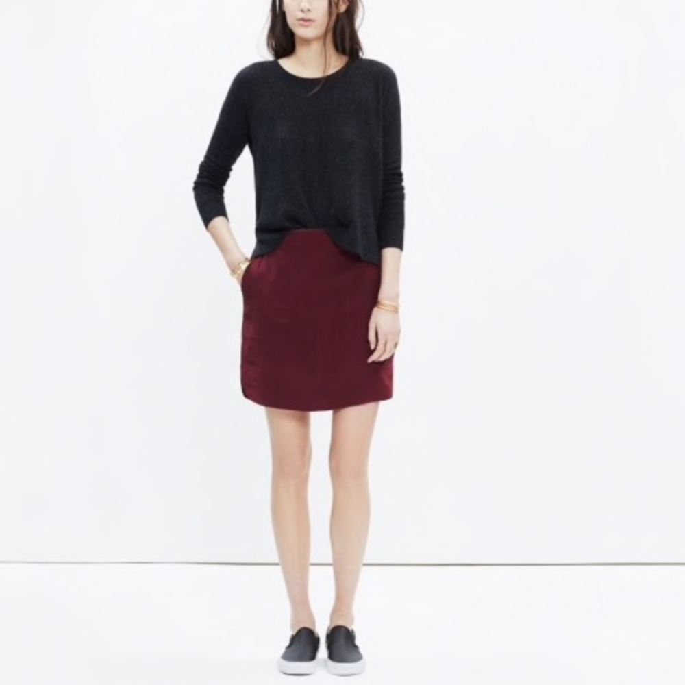 Madewell Silk Distance Skirt in Burgundy